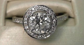 Gabriel & Co Round Diamond Halo Engagement Ring in 18K White Gold (1.41tcw) - MJ Christensen Diamonds