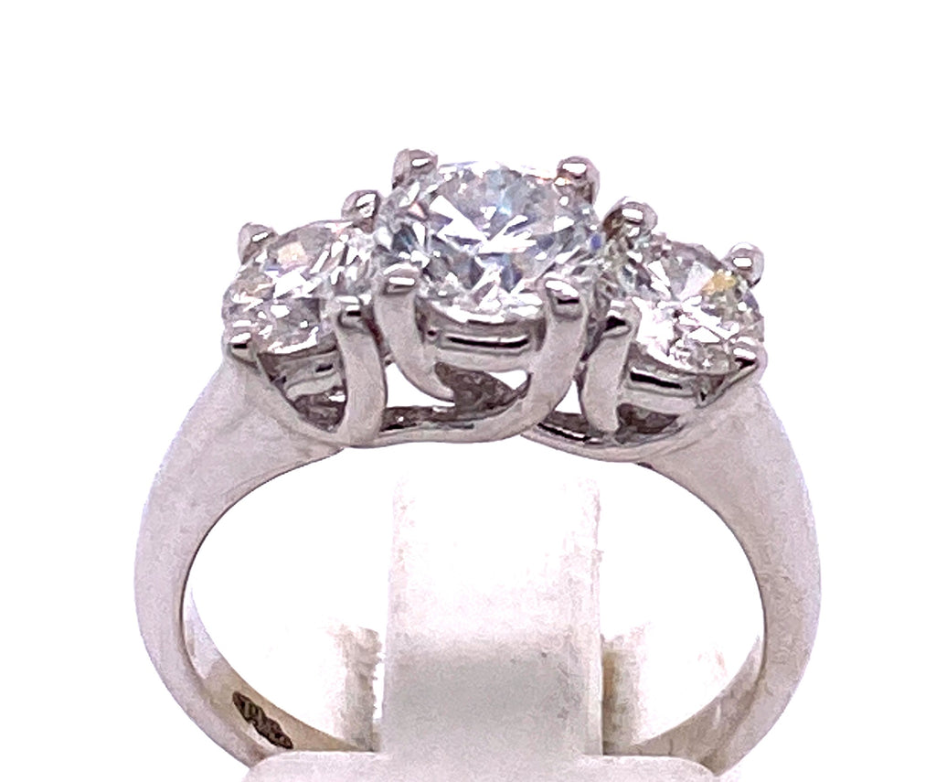 Gabriel 3 Stone Round Diamond Engagement Ring in 14K White Gold (2.05ctw) - MJ Christensen Diamonds