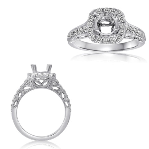 Gabriel & Co Double Halo Pear Diamond Engagement Ring in 18K White Gold (1.31ctw) - MJ Christensen Diamonds