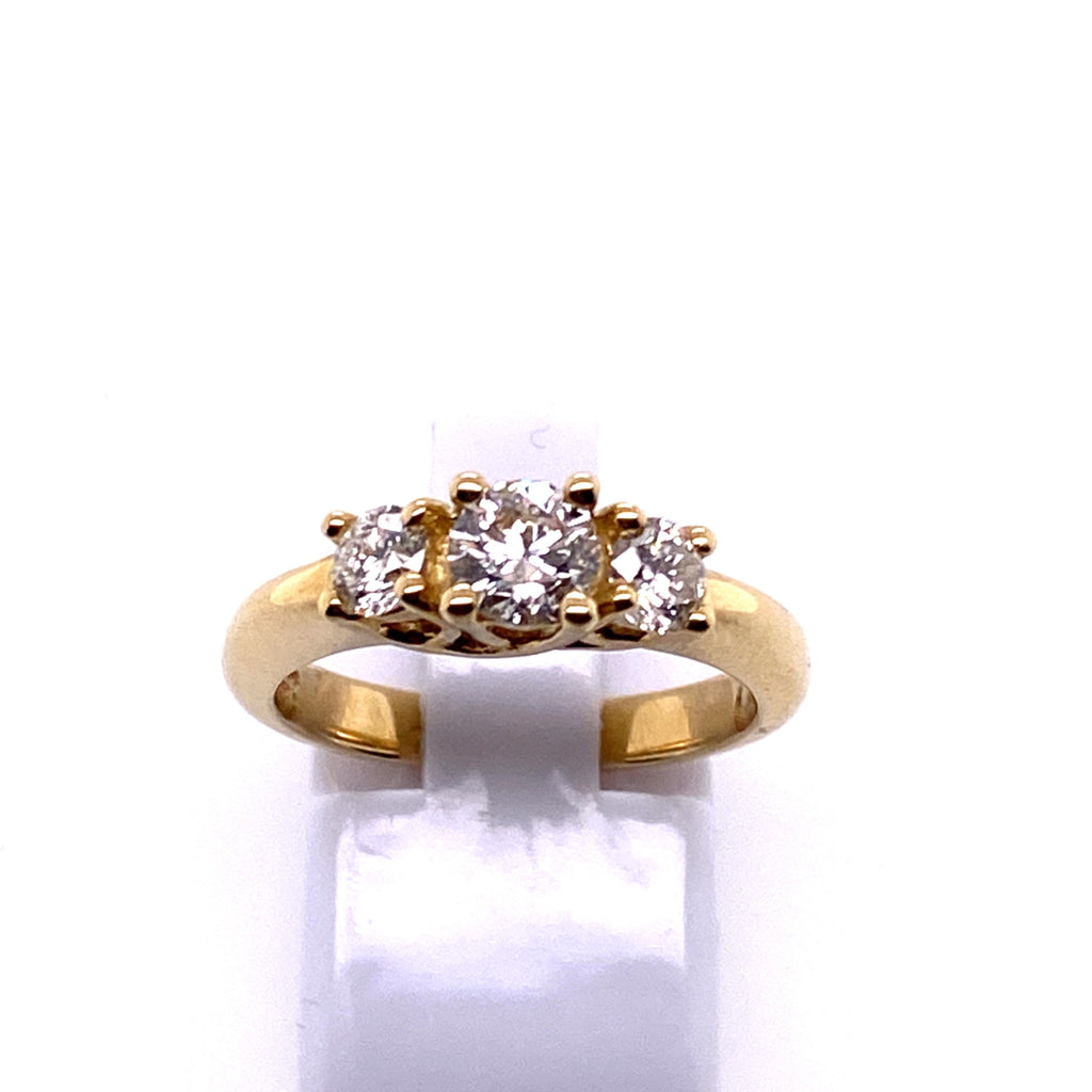 Gabriel & Co Round Diamond Three Stone Ring in 14K White Gold (0.98ctw) - MJ Christensen Diamonds