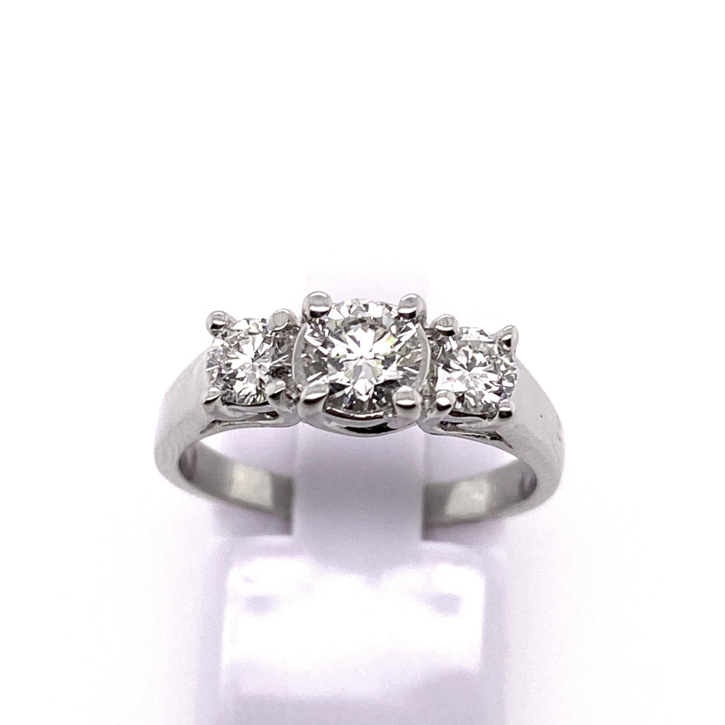 Gabriel & Co Round Diamond Three Stone Engagement Ring in 14K White Gold (1.04ctw) - MJ Christensen Diamonds