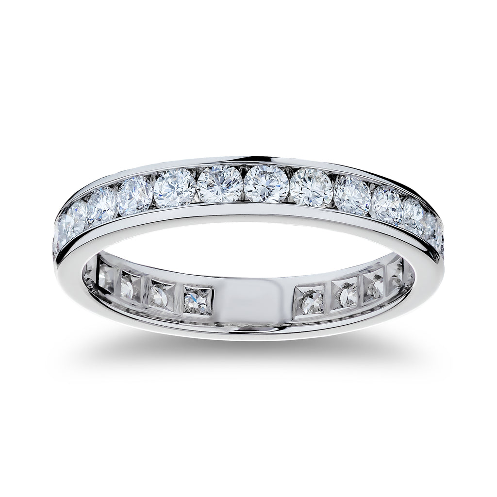 Gabriel & Co Round Diamond Channel Set Eternity Anniversary Band in Platinum (1.49ctw) - MJ Christensen Diamonds