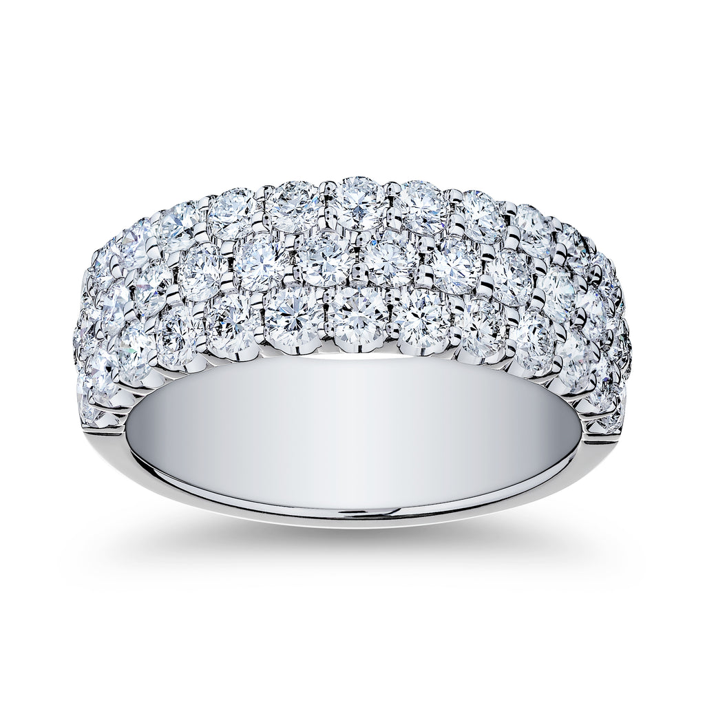Gabriel & Co Three Row Round Diamond Fashion Ring in 18K White Gold (2.00ctw) - MJ Christensen Diamonds