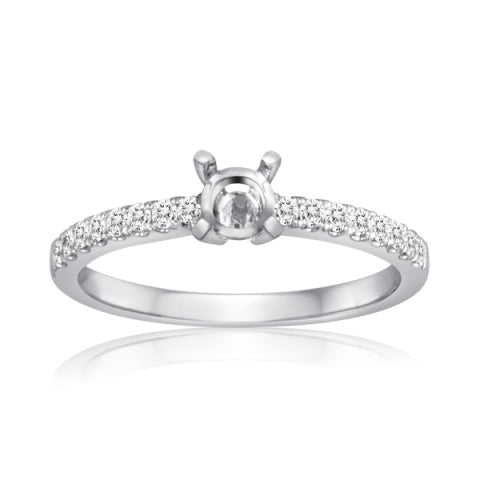 Solitaire Diamond Semi-Mount Engagement Ring in 14K White Gold (.22tcw) - MJ Christensen Diamonds