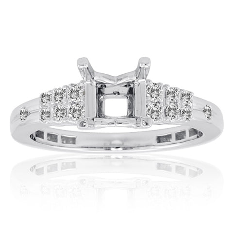 Semi-Mount Engagement Ring in 18K White Gold (0.28ctw) - MJ Christensen Diamonds