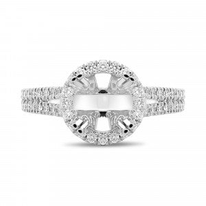 Gabriel & Co. Round Diamond Halo Split Shank Semi-Mount Engagement Ring in 14K White Gold (.54ctw) - MJ Christensen Diamonds