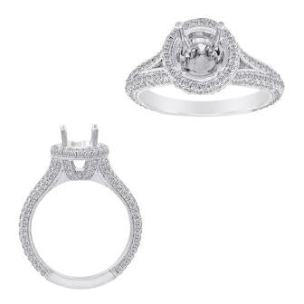 Pave Halo Semi-Mount Engagement Ring in 14K White Gold (1.05tcw) - MJ Christensen Diamonds
