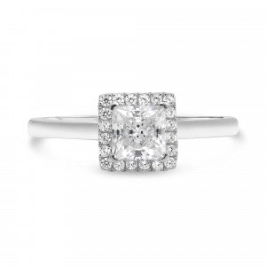 Semi-Mount Square Halo Engagement Ring in 14K White Gold (0.12ctw) - MJ Christensen Diamonds
