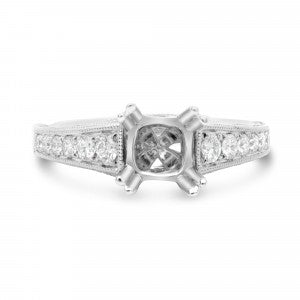 Gabriel & Co. Round Diamond Milgrain Semi-Mount Engagement Ring in 14K White Gold (.47ctw) - MJ Christensen Diamonds