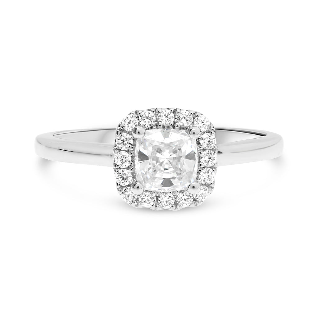 Semi-Mount Halo Engagement Ring in 14K White Gold (0.19ctw) - MJ Christensen Diamonds