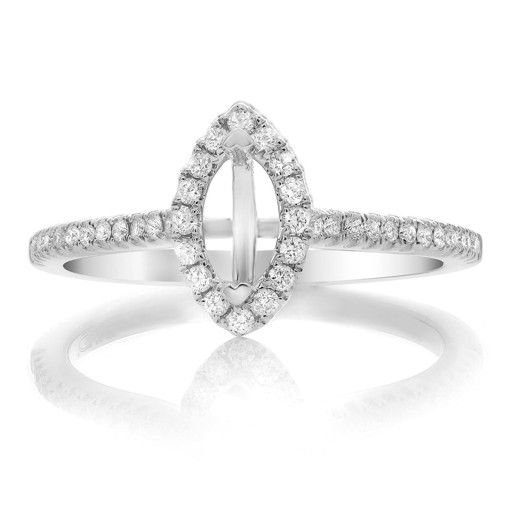Gabriel & Co. Marquise Diamond Halo Semi-Mount Engagement Ring in 14K White Gold (0.21ctw) - MJ Christensen Diamonds