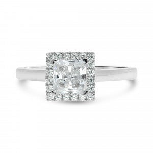 PRN Diamond Halo Semi-Mount Engagement Ring in 14K White Gold - MJ Christensen Diamonds