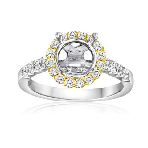 Semi-Mount Double Square Halo Engagement Ring in 14K White Gold (0.60ctw) - MJ Christensen Diamonds