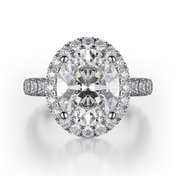 Semi-Mount 3 Carat Oval Center Diamond Engagement Ring in 18K White Gold (1.10ctw) - MJ Christensen Diamonds