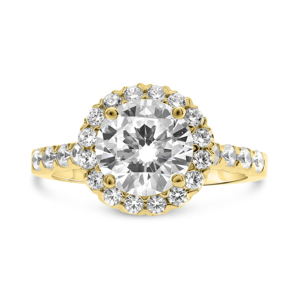 Gabriel & Co Halo Round Diamond Engagement Ring in 14K Yellow Gold (0.69ctw) - MJ Christensen Diamonds