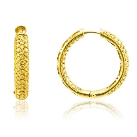Gabriel & Co 18K Yellow Gold 8.00ctw Diamond Hoop Earrings 2" - MJ Christensen Diamonds