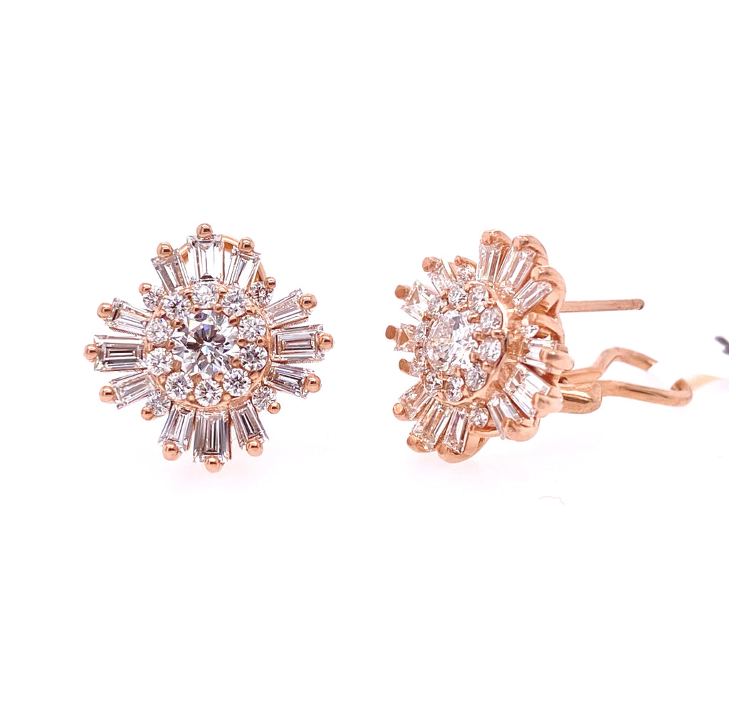 E-F/VS Diamond Sunburst Stud Earrings in 14K White Gold (2.32ctw) - MJ Christensen Diamonds