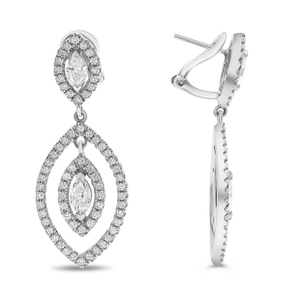 Gabriel & Co Pear Drop Diamond Earrings in 14K White Gold (2.45ctw) - MJ Christensen Diamonds