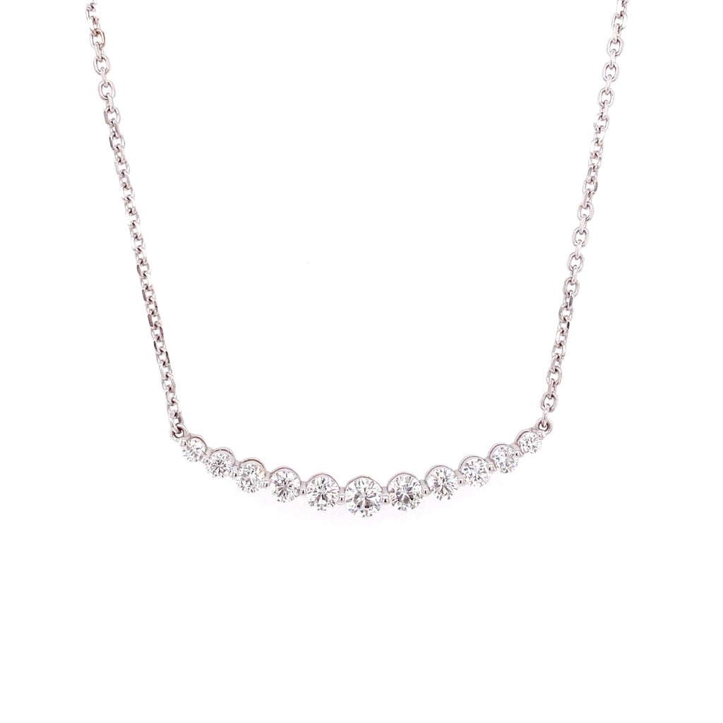 Gabriel & Co Round Diamond Smile Pendant Necklace in 14K White Gold (1.00ctw) - MJ Christensen Diamonds
