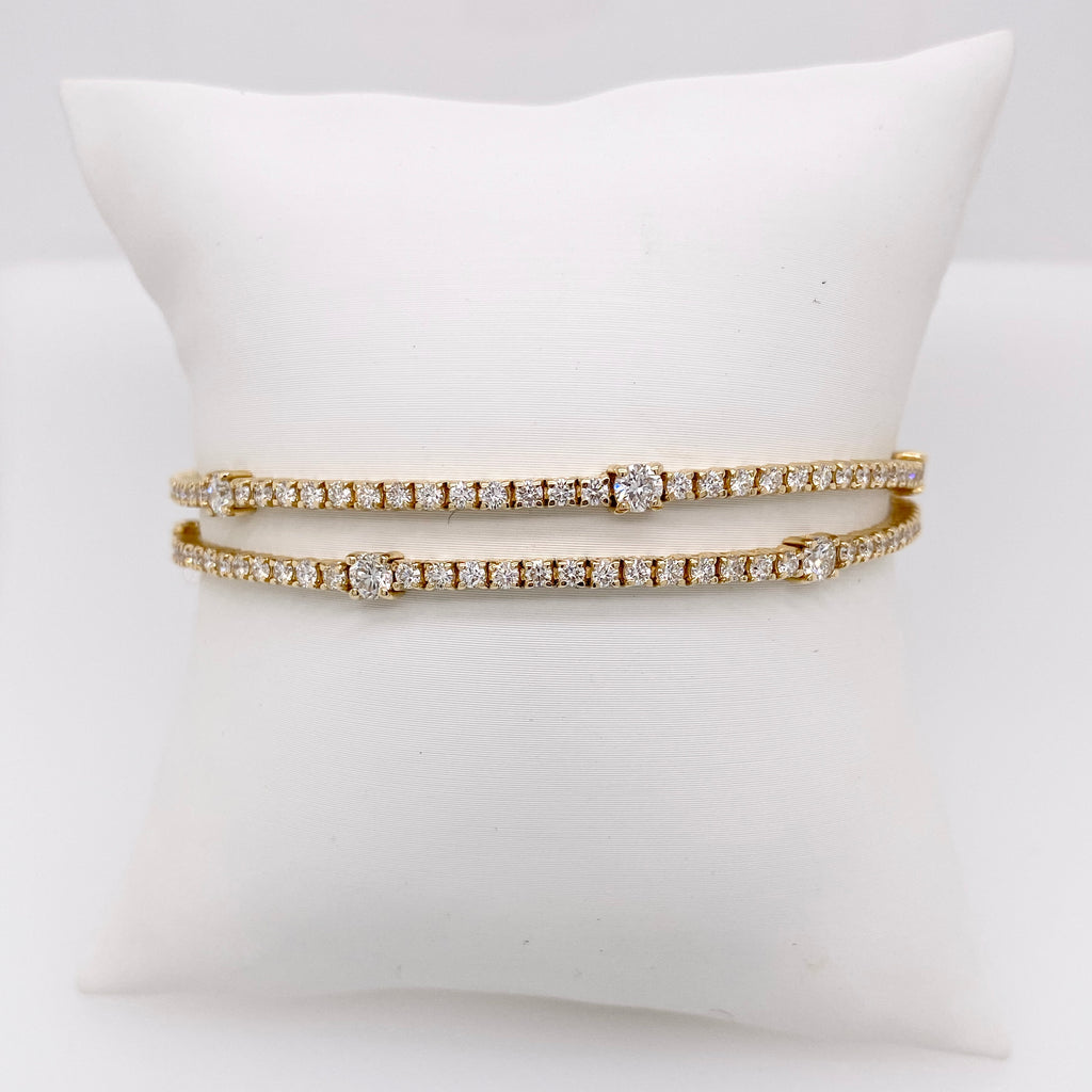 Gabriel & Co Double Row Bracelet with 4.97ctw FG/SI1 Diamonds in 14K Yellow Gold - MJ Christensen Diamonds