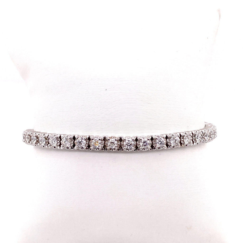 Gabriel & Co Baguette and Round Diamond Tennis Bracelet in 14K White Gold (4.00ctw) - MJ Christensen Diamonds
