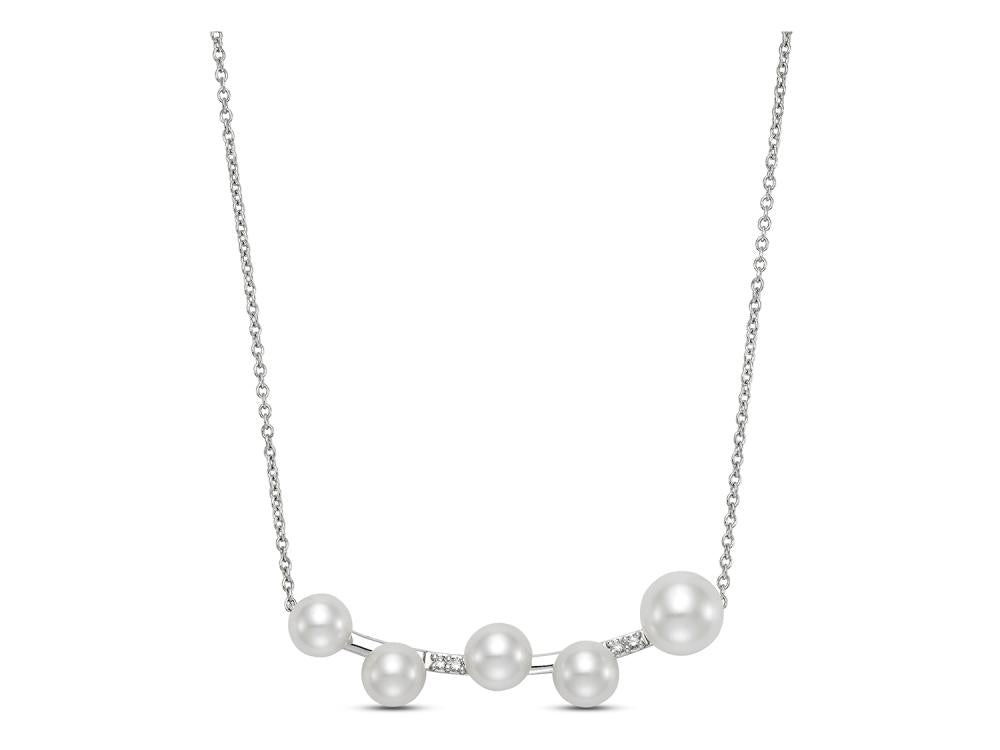 18K Yellow Gold Freshwater Pearl and Diamond Necklace 16-18" - MJ Christensen Diamonds