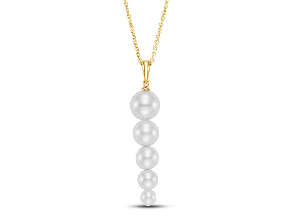 Pearl Long Drop Pendant in 18K Yellow Gold - MJ Christensen Diamonds