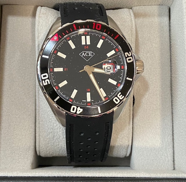 Shinola 43mm Black and Red Runwell Chronograph Watch in Stainless Steel - MJ Christensen Diamonds