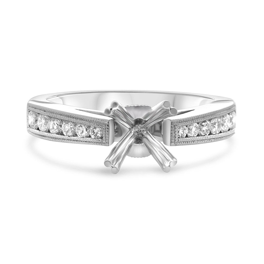 Double Prong Round Diamond Semi-Mount Engagement Ring in 14K White Gold (0.50ctw) - MJ Christensen Diamonds