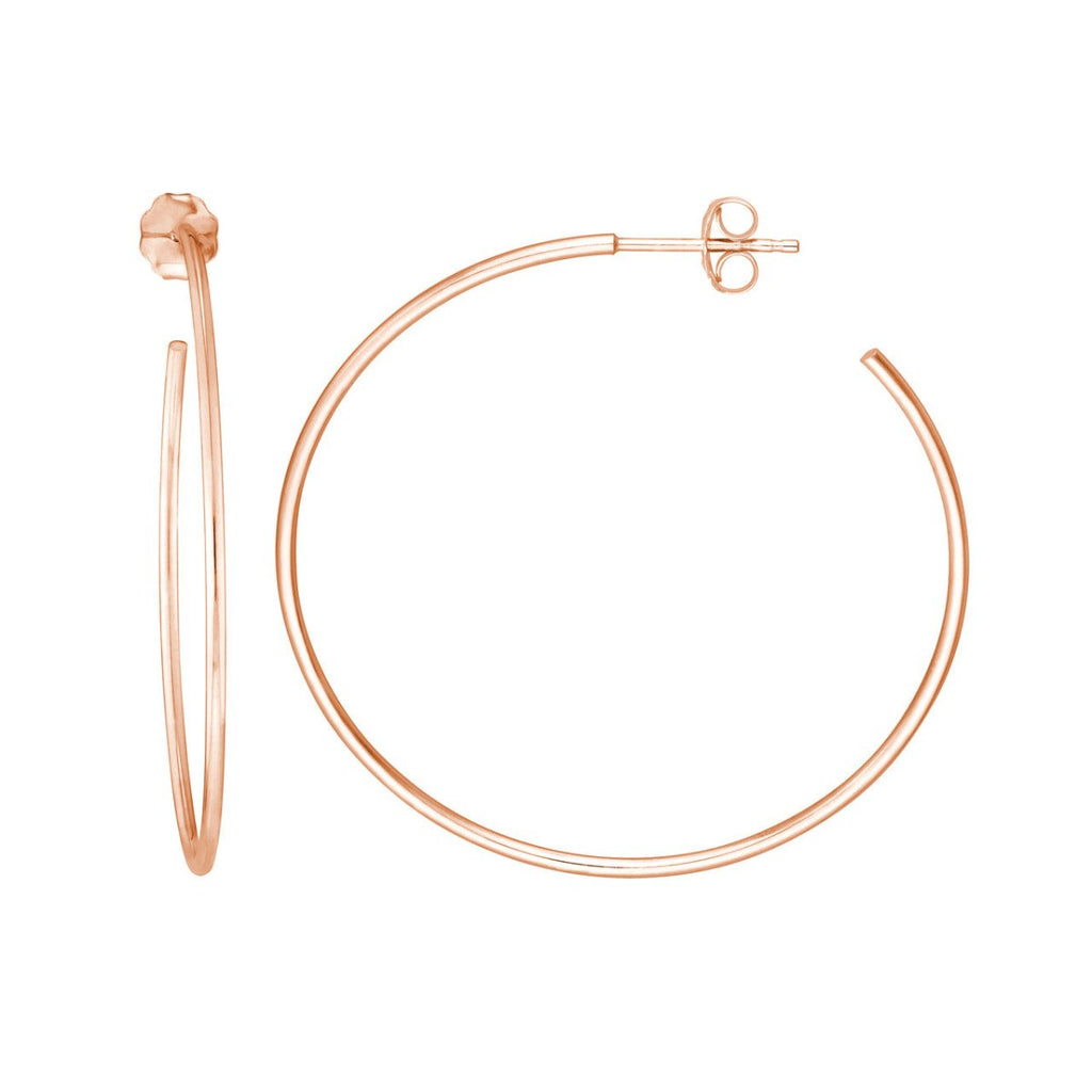 14K Rose Gold Large 40x1.2mm Hoop Earrings in Rose Gold - MJ Christensen Diamonds