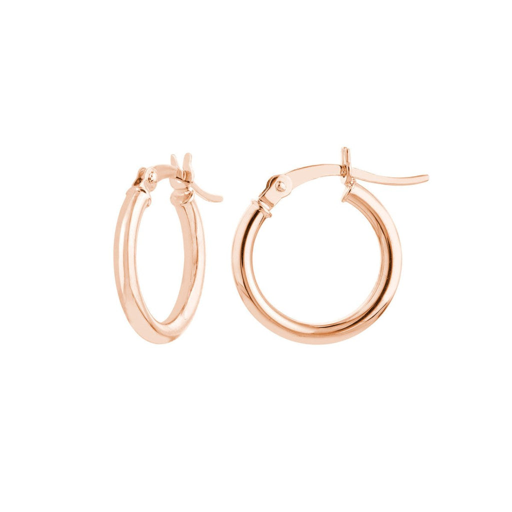 14K Rose Gold Small Round Tube Hoop Earrings - MJ Christensen Diamonds