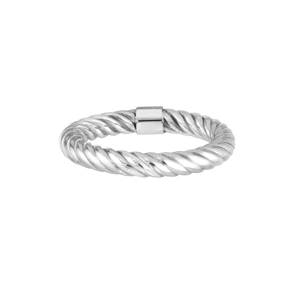 14K White Gold Twisted Rope Tube Fashion Ring Size 6 - MJ Christensen Diamonds