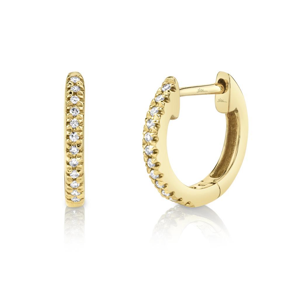 14K Yellow Gold 0.07ctw Diamond Huggie Earrings in Yellow Gold - MJ Christensen Diamonds