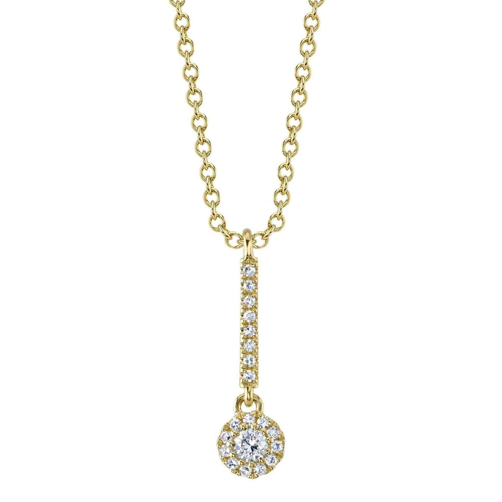 14K Yellow Gold 0.10ctw Diamond Drop Stick Pendant in Yellow Gold - MJ Christensen Diamonds