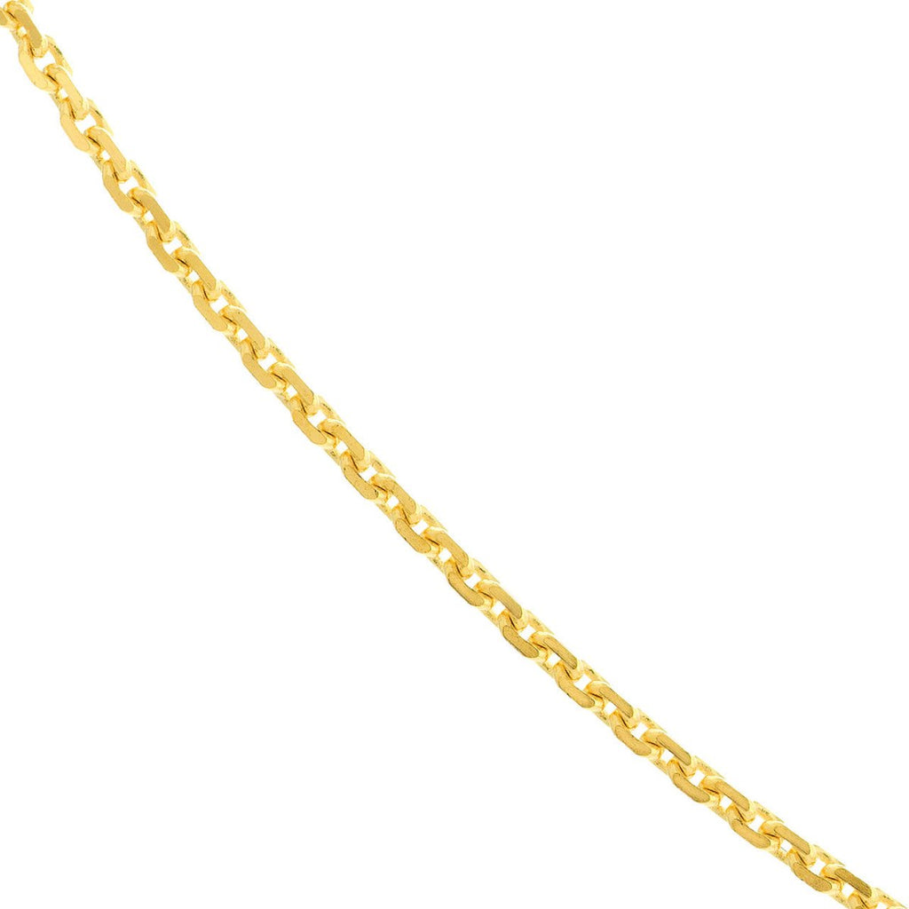 14K Yellow Gold 0.8mm Diamond Cut Cable Chain Necklace 16" - MJ Christensen Diamonds