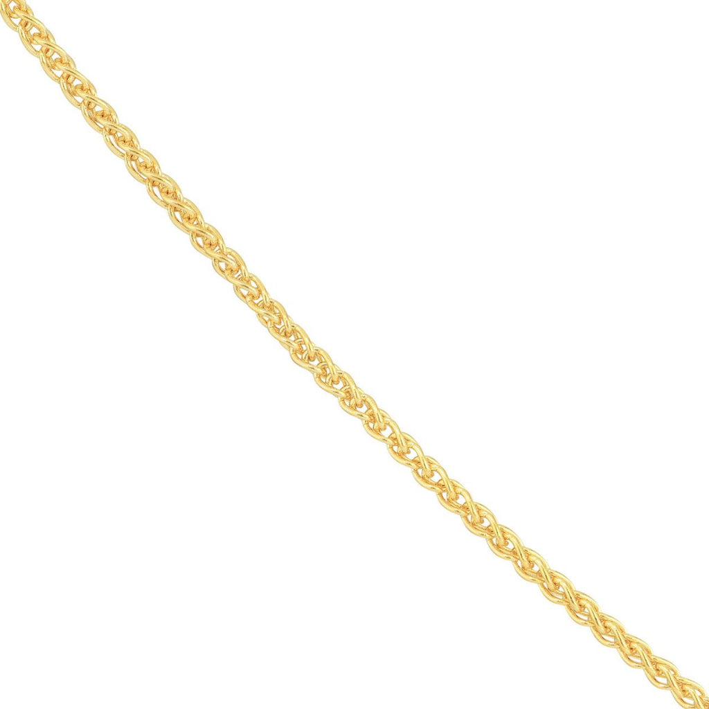 14K Yellow Gold 1.50mm Round Wheat Chain Necklace 16" - MJ Christensen Diamonds