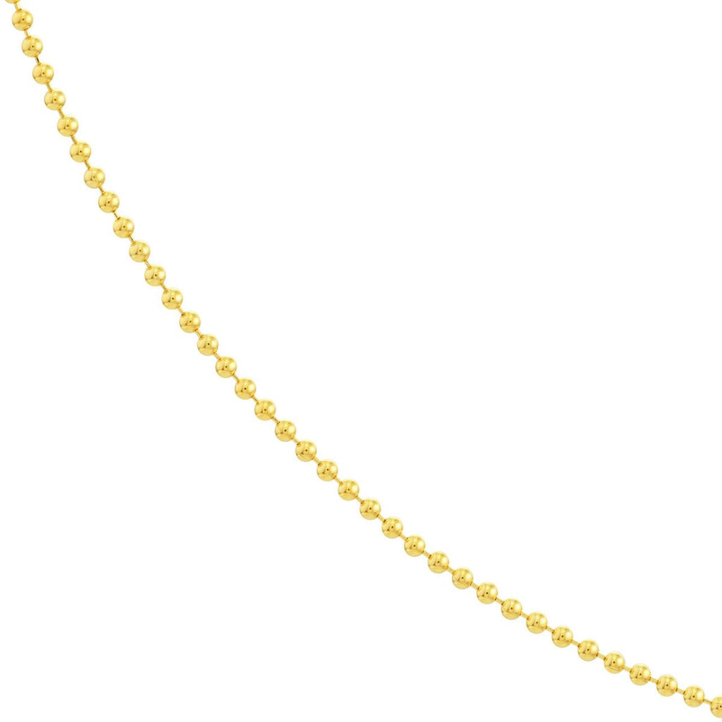 14K Yellow Gold 1mm Bead Chain Necklace 20in - MJ Christensen Diamonds