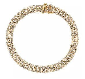 14K Yellow Gold 3.48ctw Diamond Link Line Bracelet - MJ Christensen Diamonds