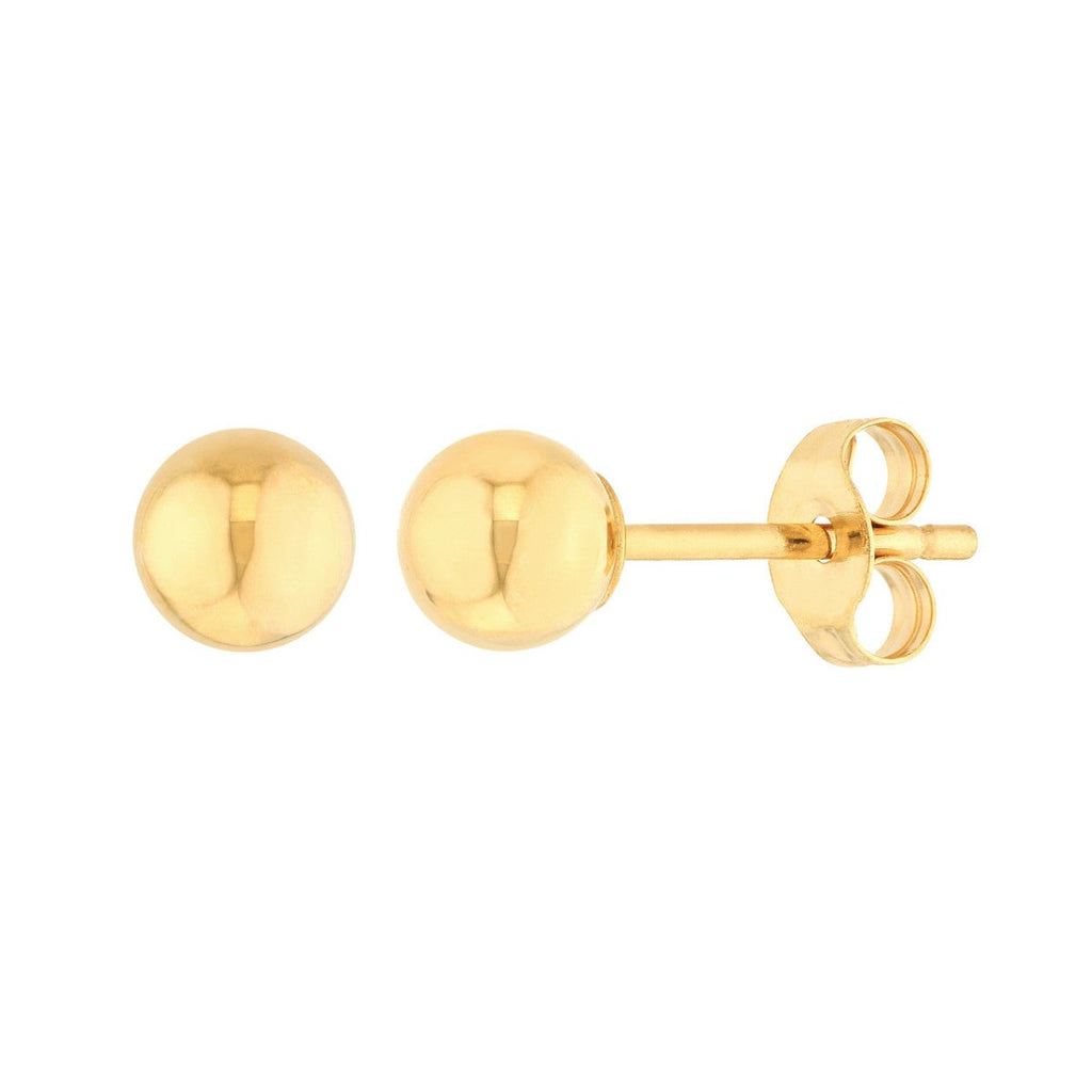 14K Yellow Gold 4mm Ball Stud Earrings - MJ Christensen Diamonds
