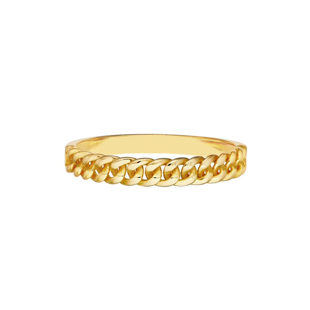 14K Yellow Gold Curb Chain Link Ring in 14K Yellow Gold - MJ Christensen Diamonds