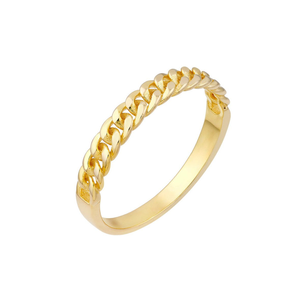 14K Yellow Gold Curb Chain Link Ring in 14K Yellow Gold - MJ Christensen Diamonds