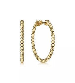 14K Yellow Gold Medium Bead Hoop Earrings - MJ Christensen Diamonds