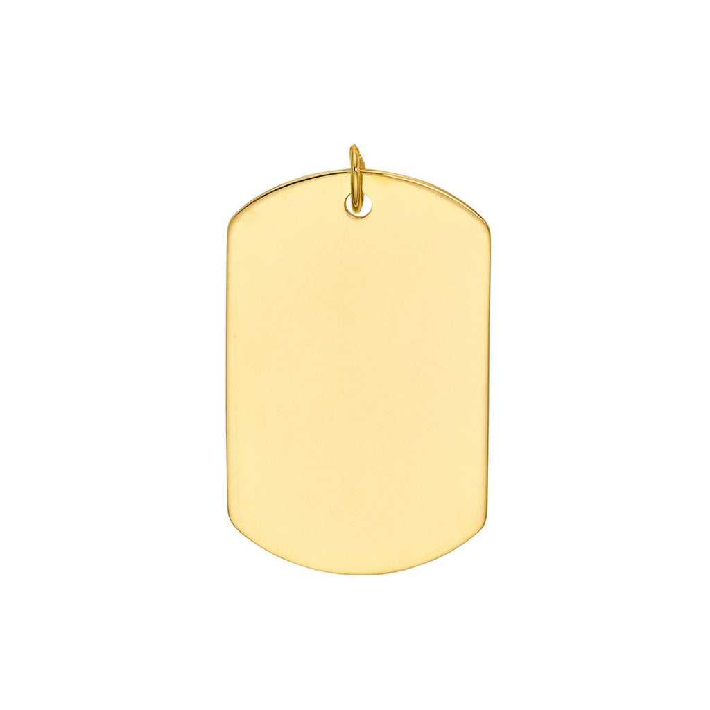 14K Yellow Gold Plain Engraved Large Dog Tag Pendant in Yellow Gold - MJ Christensen Diamonds