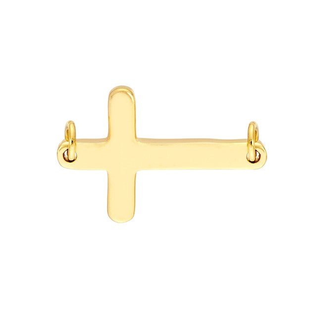 14K Yellow Gold Sideways Cross Charm - MJ Christensen Diamonds