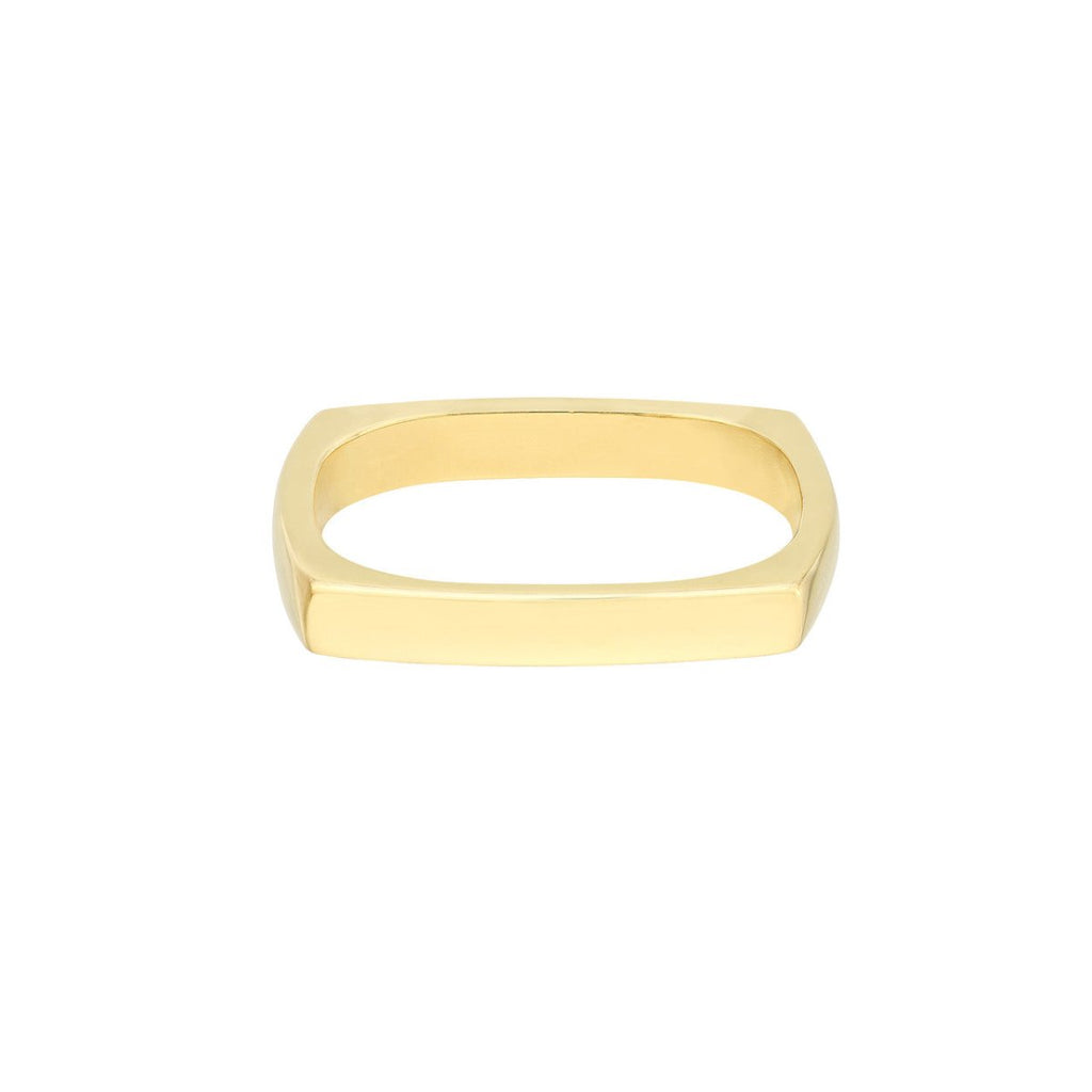 14K Yellow Gold Square Circle Band Ring in Bright Polished Finish - MJ Christensen Diamonds