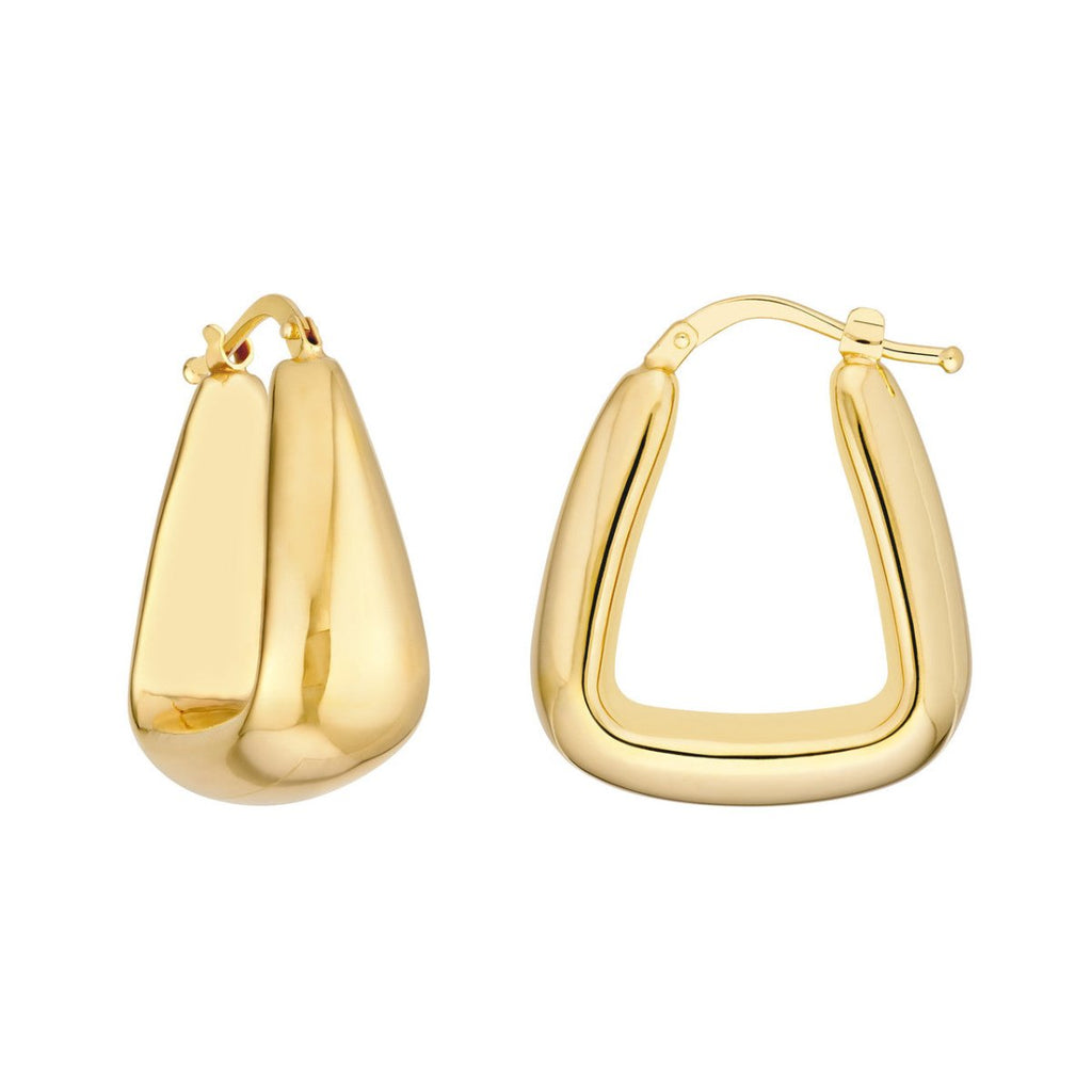 14K Yellow Gold Tapered Square Dome Hoop Earrings in Yellow Gold - MJ Christensen Diamonds