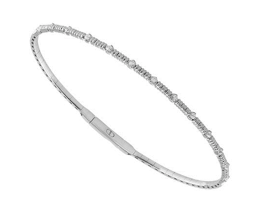 14KW 0.20ctw Diamond Wire Flex Titanium Bangle Bracelet in White Gold (0.20ctw) - MJ Christensen Diamonds