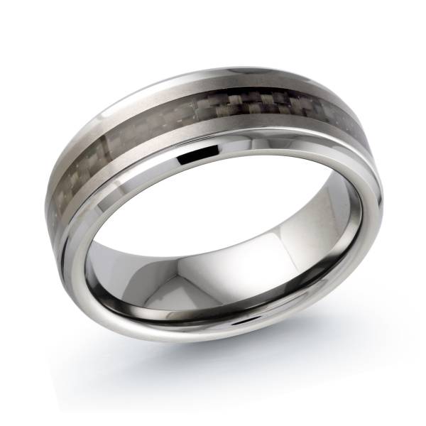 Black Carbon Fiber Tungsten Men's Ring in Tungsten - MJ Christensen Diamonds