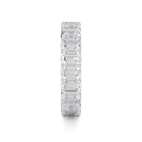 18K White Gold 3.75ctw Emerald Diamond Eternity Anniversary Band - MJ Christensen Diamonds