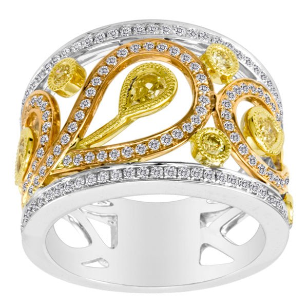 18K White Gold Pink and White Diamond Swirl Pear Band (1.39ct) - MJ Christensen Diamonds